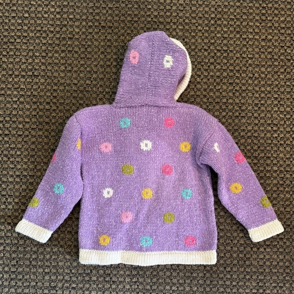 Wool/Cotton Blend Girls Zip Up Jacket Size 6 Floral Knit - Picture 2 of 3